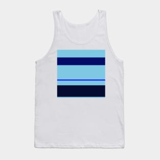 A gorgeous consistency of Sky Blue, Primary Blue, Dark Imperial Blue and Dark Navy stripes. Tank Top